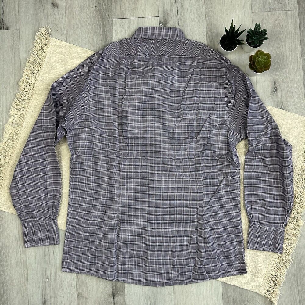 Brooks Brothers Shirt Mens Large 16-34 Purple Plaid Milano Fit Oxford Preppy - Picture 2 of 8